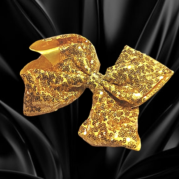 🌲10/$20. New Gold Sequin Hair Bow. 7" - Picture 4 of 8